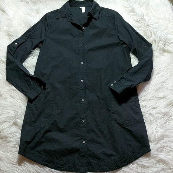 SI-IAE Black Cotton Button Down Tunic or Dress - Picture 1 of 6